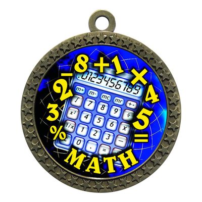 10 Pack of Math Gold 2.25 Inch Medals Trophy Awards with Red White Blue Neck Ribbons D212G-FCL510-10PK