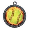 10 Pack of Flame Softball Silver 2.25 Inch Medals Trophy Awards with Red White Blue Neck Ribbons D212S-EMFCL805-10PK view 1