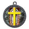 10 Pack of Religious Silver 2.25 Inch Medals Trophy Awards with Red White Blue Neck Ribbons D212S-FCL528-10PK view 1