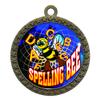 10 Pack of Spelling Bee Gold 2.25 Inch Medals Trophy Awards with Red White Blue Neck Ribbons D212G-FCL554-10PK view 1