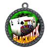10 Pack of Blackjack Silver 2.25 Inch Medals Trophy Awards with Red White Blue Neck Ribbons D212S-FCL415-10PK view 1