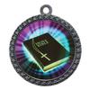 10 Pack of Holy Bible Silver 2.25 Inch Medals Trophy Awards with Red White Blue Neck Ribbons D212S-MY408-10PK view 1
