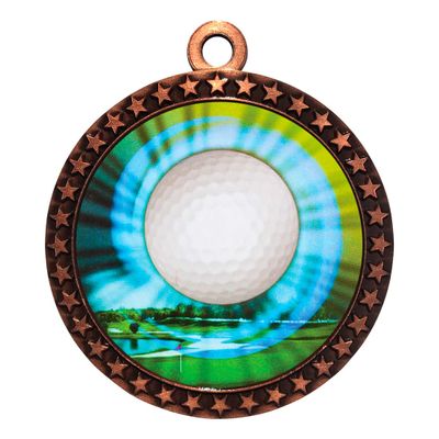 10 Pack of Golf Bronze 2.25 Inch Medals Trophy Awards with Red White Blue Neck Ribbons D212B-MY425-10PK