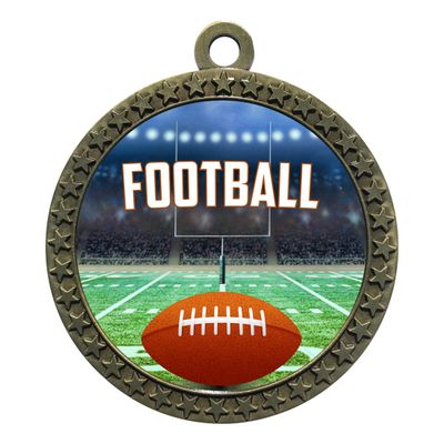 10 Pack of Football Gold 2.25 Inch Medals Trophy Awards with Red White Blue Neck Ribbons D212G-EG120-10PK