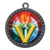 10 Pack of Victory Silver 2.25 Inch Medals Trophy Awards with Red White Blue Neck Ribbons D212S-MY451-10PK view 1