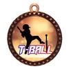 10 Pack of T Ball Tee Ball Bronze 2.25 Inch Medals Trophy Awards with Red White Blue Neck Ribbons D212B-EG220-10PK view 1