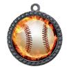 10 Pack of Flame Baseball Silver 2.25 Inch Medals Trophy Awards with Red White Blue Neck Ribbons D212S-EMFCL808-10PK view 1