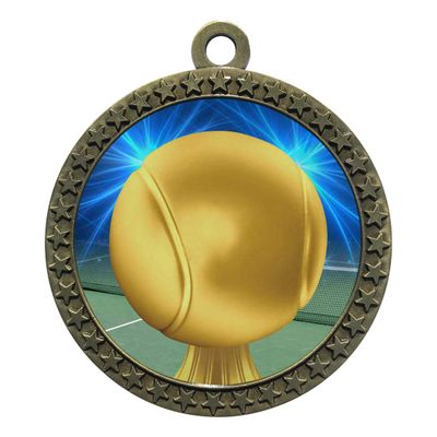 10 Pack of Tennis Gold 2.25 Inch Medals Trophy Awards with Red White Blue Neck Ribbons D212G-D84-10PK