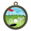 10 Pack of Golf Gold 2.25 Inch Medals Trophy Awards with Red White Blue Neck Ribbons D212G-EG130-10PK view 1