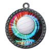 10 Pack of Volleyball Silver 2.25 Inch Medals Trophy Awards with Red White Blue Neck Ribbons D212S-MY452-10PK view 1
