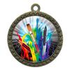 10 Pack of Art Gold 2.25 Inch Medals Trophy Awards with Red White Blue Neck Ribbons D212G-MY466-10PK view 1