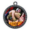 10 Pack of Wrestling Silver 2.25 Inch Medals Trophy Awards with Red White Blue Neck Ribbons D212S-FCL576-10PK view 1