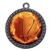 10 Pack of Flame Basketball Silver 2.25 Inch Medals Trophy Awards with Red White Blue Neck Ribbons D212S-EMFCL803-10PK view 1
