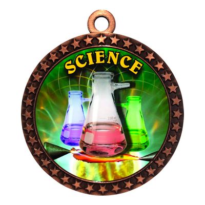 10 Pack of Science Bronze 2.25 Inch Medals Trophy Awards with Red White Blue Neck Ribbons D212B-FCL534-10PK