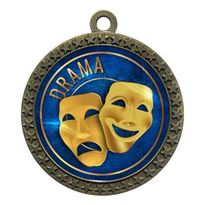 10 Pack of Drama Gold 2.25 Inch Medals Trophy Awards with Red White Blue Neck Ribbons D212G-EG22-10PK