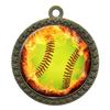 10 Pack of Flame Softball Gold 2.25 Inch Medals Trophy Awards with Red White Blue Neck Ribbons D212G-EMFCL805-10PK view 1