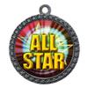 10 Pack of All Star Silver 2.25 Inch Medals Trophy Awards with Red White Blue Neck Ribbons D212S-MY464-10PK view 1