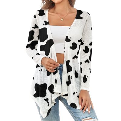 Dairy Cow Pattern Animal Women's Knitted Cardigan for Women Summer Top 2XL