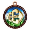 10 Pack of Cross Country Bronze 2.25 Inch Medals Trophy Awards with Red White Blue Neck Ribbons D212B-D18-10PK view 1