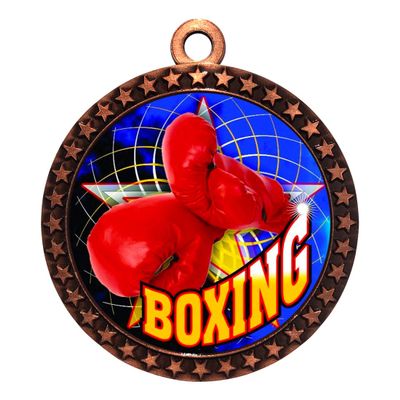10 Pack of Boxing Bronze 2.25 Inch Medals Trophy Awards with Red White Blue Neck Ribbons D212B-FCL430-10PK