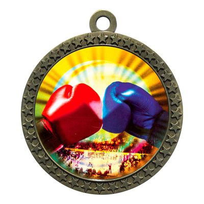 10 Pack of Boxing Gold 2.25 Inch Medals Trophy Awards with Red White Blue Neck Ribbons D212G-MY412-10PK