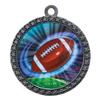 10 Pack of Football Silver 2.25 Inch Medals Trophy Awards with Red White Blue Neck Ribbons D212S-MY422-10PK view 1