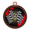 10 Pack of Racing Flags Bronze 2.25 Inch Medals Trophy Awards with Red White Blue Neck Ribbons D212B-FCL436-10PK view 1