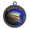 10 Pack of Literature Silver 2.25 Inch Medals Trophy Awards with Red White Blue Neck Ribbons D212S-FCL506-10PK view 1