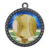 10 Pack of Baseball Silver 2.25 Inch Medals Trophy Awards with Red White Blue Neck Ribbons D212S-D05-10PK view 1