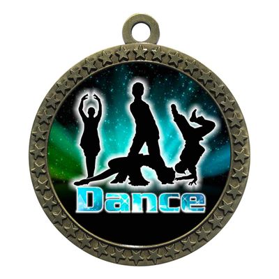 10 Pack of Modern Dance Gold 2.25 Inch Medals Trophy Awards with Red White Blue Neck Ribbons D212G-FCL461-10PK