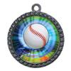 10 Pack of Baseball Silver 2.25 Inch Medals Trophy Awards with Red White Blue Neck Ribbons D212S-MY401-10PK view 1