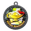 10 Pack of Perfect Attendance Silver 2.25 Inch Medals Trophy Awards with Red White Blue Neck Ribbons D212S-FCL422-10PK view 1