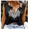 Womens Mandala Vintage Graphic Racerback Tank Tops Summer Casual Loose O-Neck Tanks Vest Vacation Classic-Fit Shirt Cami (Mandala Ring Hole Black, 2X-Large) view 2