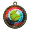 10 Pack of Softball Gold 2.25 Inch Medals Trophy Awards with Red White Blue Neck Ribbons D212G-MY402-10PK view 1