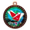 10 Pack of Cornhole Bronze 2.25 Inch Medals Trophy Awards with Red White Blue Neck Ribbons D212B-MY469-10PK view 1