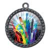 10 Pack of Art Silver 2.25 Inch Medals Trophy Awards with Red White Blue Neck Ribbons D212S-MY466-10PK view 1