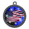 10 Pack of American Flag Silver 2.25 Inch Medals Trophy Awards with Red White Blue Neck Ribbons D212S-FCL570-10PK view 1