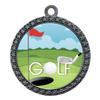 10 Pack of Golf Silver 2.25 Inch Medals Trophy Awards with Red White Blue Neck Ribbons D212S-EG130-10PK view 1