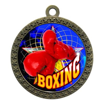 10 Pack of Boxing Gold 2.25 Inch Medals Trophy Awards with Red White Blue Neck Ribbons D212G-FCL430-10PK