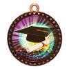 10 Pack of Graduation Bronze 2.25 Inch Medals Trophy Awards with Red White Blue Neck Ribbons D212B-MY424-10PK view 1