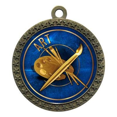 10 Pack of Art Gold 2.25 Inch Medals Trophy Awards with Red White Blue Neck Ribbons D212G-EG8-10PK