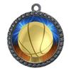 10 Pack of Basketball Silver 2.25 Inch Medals Trophy Awards with Red White Blue Neck Ribbons D212S-D10-10PK view 1