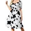 Elegant Casual Dairy Cow Pattern Animal Dress for Women Girl's Summer Sun Beach 5XL view 1