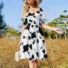 Elegant Casual Dairy Cow Pattern Animal Dress for Women Girl's Summer Sun Beach 5XL view 2