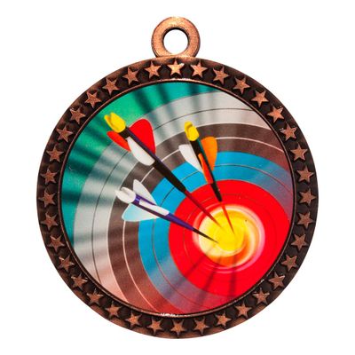 10 Pack of Archery Bronze 2.25 Inch Medals Trophy Awards with Red White Blue Neck Ribbons D212B-MY400-10PK