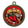 10 Pack of Chili Cook Off Gold 2.25 Inch Medals Trophy Awards with Red White Blue Neck Ribbons D212G-FCL437-10PK view 1