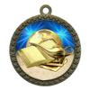 10 Pack of Scholastic Gold 2.25 Inch Medals Trophy Awards with Red White Blue Neck Ribbons D212G-D40-10PK view 1