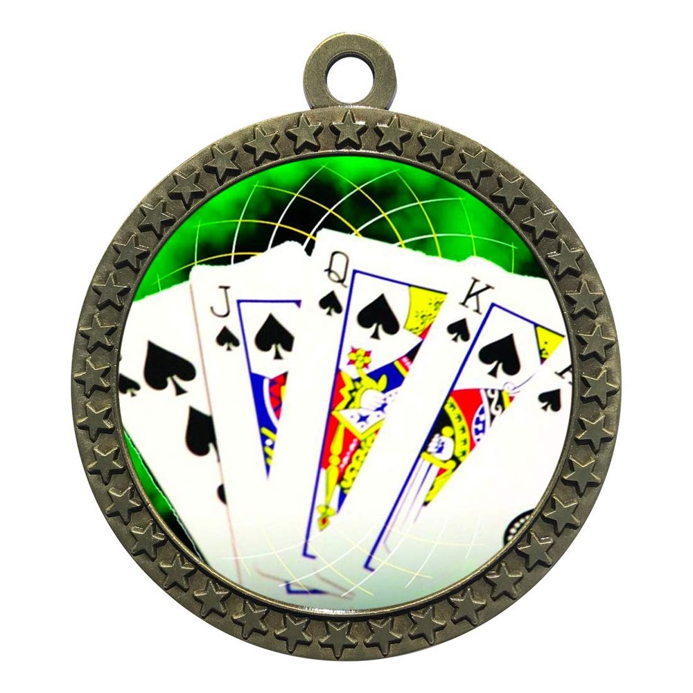 10 Pack of Poker Gold 2.25 Inch Medals Trophy Awards with Red White Blue Neck Ribbons D212G-FCL432-10PK
