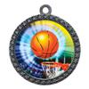 10 Pack of Basketball Silver 2.25 Inch Medals Trophy Awards with Red White Blue Neck Ribbons D212S-MY406-10PK view 1