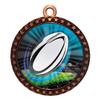 10 Pack of Rugby Bronze 2.25 Inch Medals Trophy Awards with Red White Blue Neck Ribbons D212B-MY486-10PK view 1